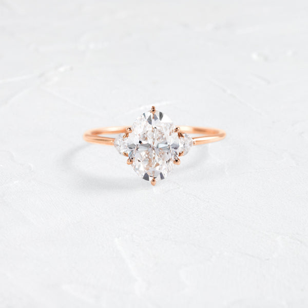 Three Stone-Oval Lab Grown Diamond Engagement Ring - Solitaire-Oval Lab Grown Diamond Engagement Ring