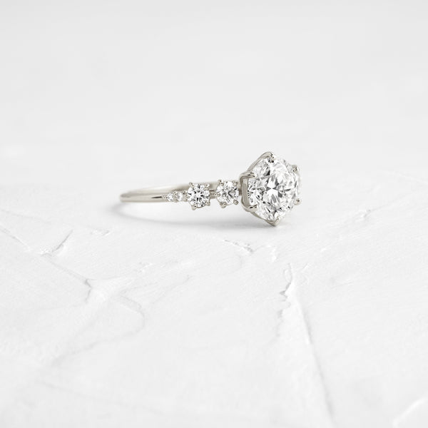 Cluster-Round Lab Grown Diamond Engagement Ring - Solitaire-Oval Lab Grown Diamond Engagement Ring