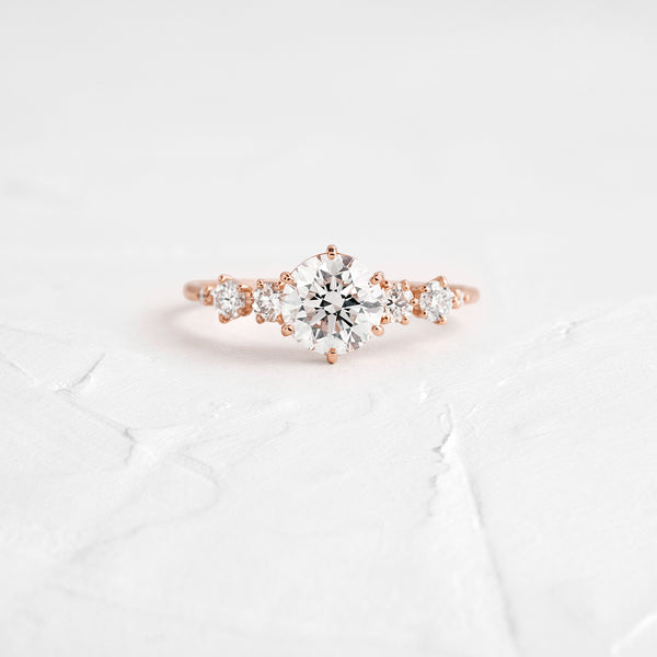 Cluster-Round Lab Grown Diamond Engagement Ring - Solitaire-Oval Lab Grown Diamond Engagement Ring