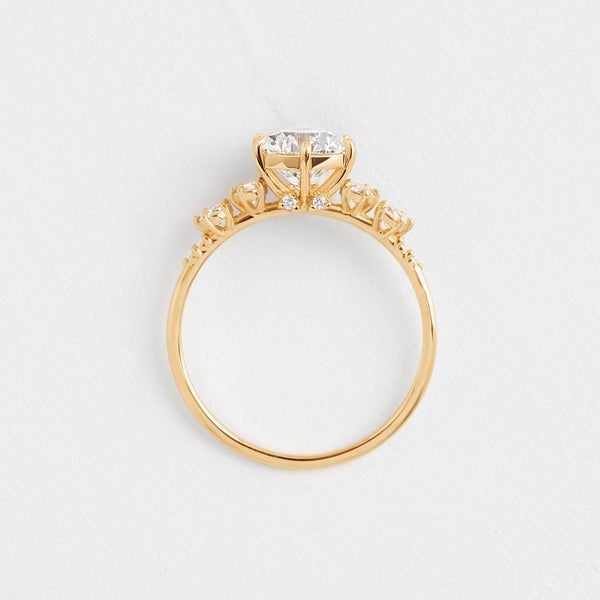 Cluster-Round Lab Grown Diamond Engagement Ring - Solitaire-Oval Lab Grown Diamond Engagement Ring
