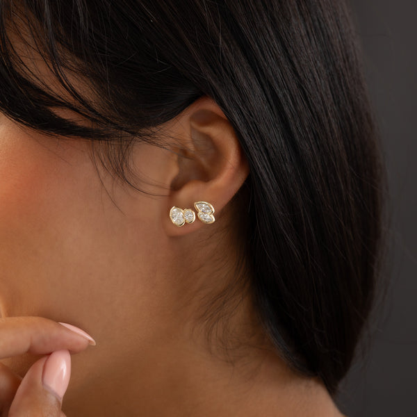 Toi Et Moi Bezel- 0.7 CT Marquise Lab Grown Diamond Stud Earrings - Solitaire- 1.0CT Oval Lab Grown Diamond Earrings