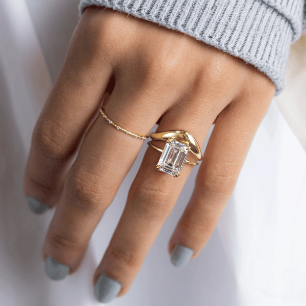 Solitaire Double Prong-Emerald Lab Grown Diamond Engagement Ring - Solitaire-Oval Lab Grown Diamond Engagement Ring