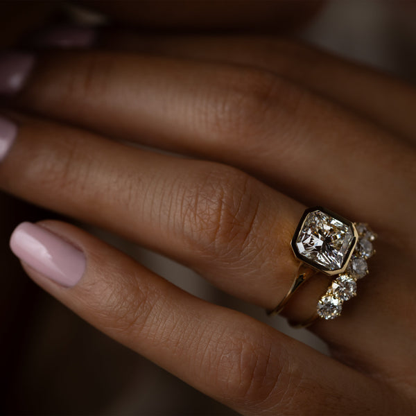 Solitaire Bezel-Square Radiant Lab Grown Diamond Engagement Ring - Solitaire-Oval Lab Grown Diamond Engagement Ring