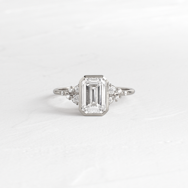 Cluster & Bezel-Emerald Lab Grown Diamond Engagement Ring - Solitaire-Oval Lab Grown Diamond Engagement Ring