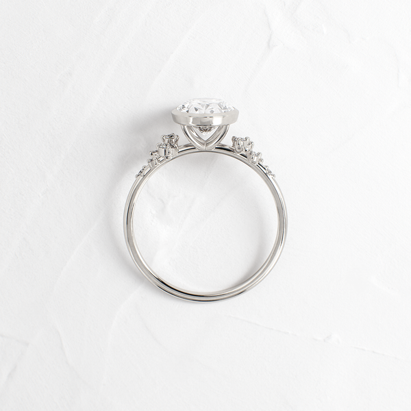 Cluster & Bezel-Oval Lab Grown Diamond Engagement Ring - Solitaire-Oval Lab Grown Diamond Engagement Ring