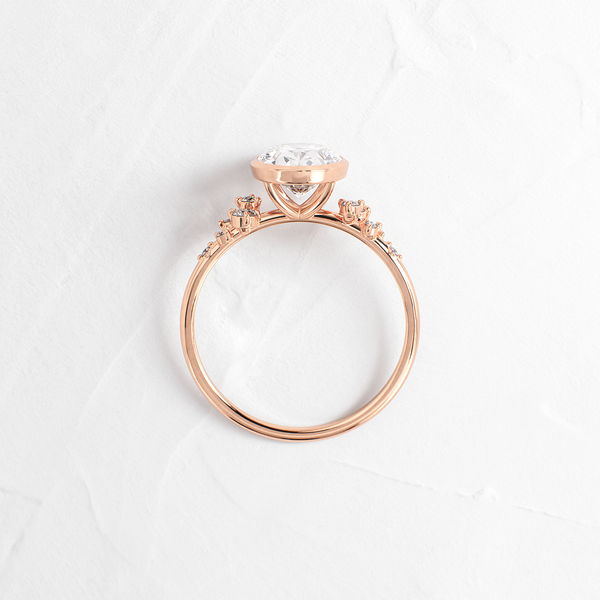 Cluster & Bezel-Oval Lab Grown Diamond Engagement Ring - Solitaire-Oval Lab Grown Diamond Engagement Ring