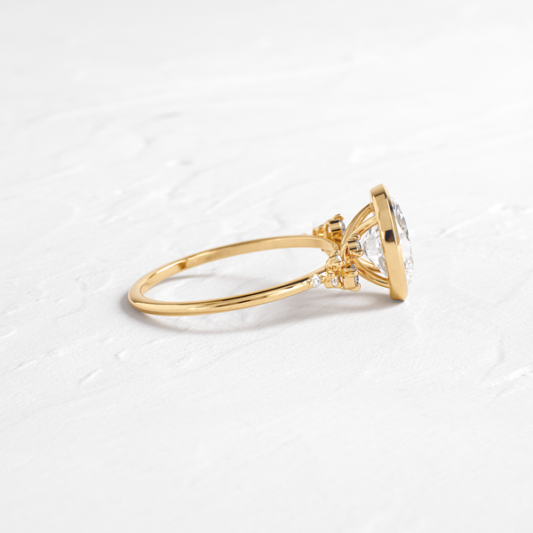 Cluster & Bezel-Oval Lab Grown Diamond Engagement Ring - Solitaire-Oval Lab Grown Diamond Engagement Ring
