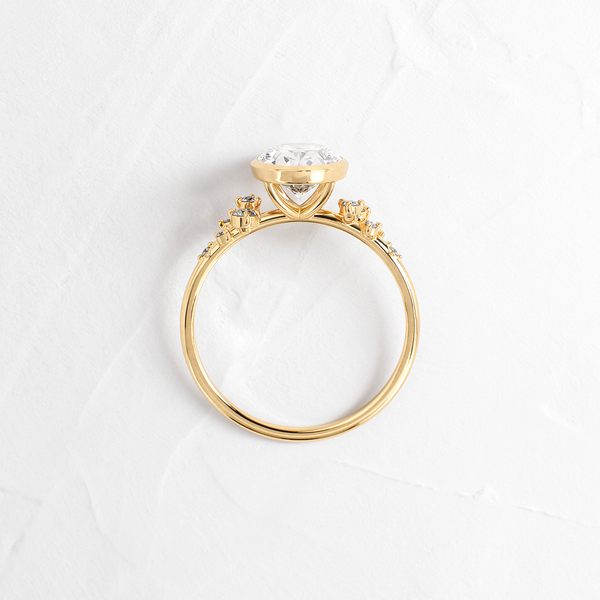 Cluster & Bezel-Oval Lab Grown Diamond Engagement Ring - Solitaire-Oval Lab Grown Diamond Engagement Ring