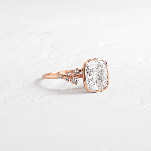 Cluster & Bezel-Elongated Cushion Lab Grown Diamond Engagement Ring - Solitaire-Oval Lab Grown Diamond Engagement Ring