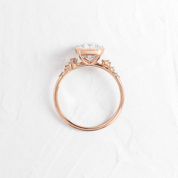 Cluster & Bezel-Elongated Cushion Lab Grown Diamond Engagement Ring - Solitaire-Oval Lab Grown Diamond Engagement Ring