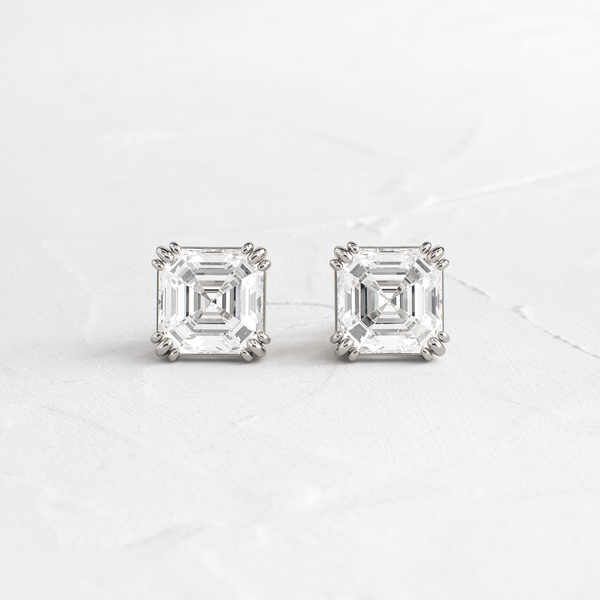 Solitaire & Triple Prong- 3.0 CT Asscher Lab Grown Diamond Stud Earrings - Solitaire- 1.0CT Oval Lab Grown Diamond Earrings
