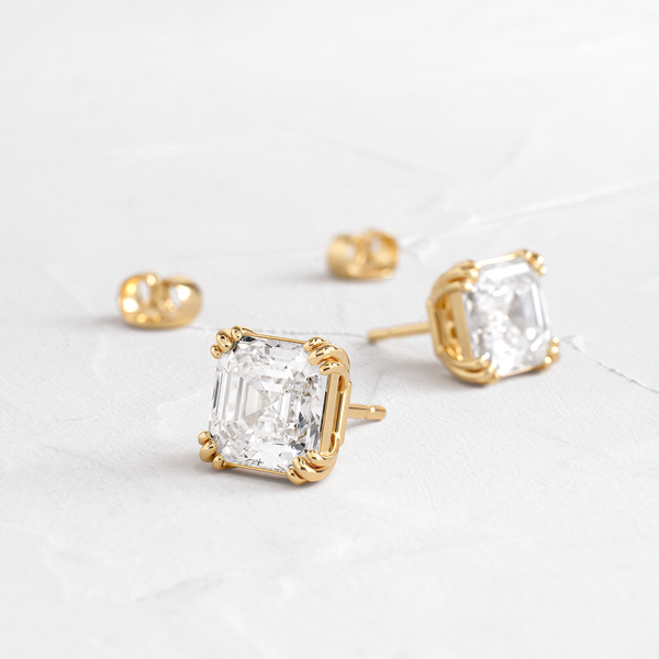 Solitaire & Triple Prong- 3.0 CT Asscher Lab Grown Diamond Stud Earrings - Solitaire- 1.0CT Oval Lab Grown Diamond Earrings