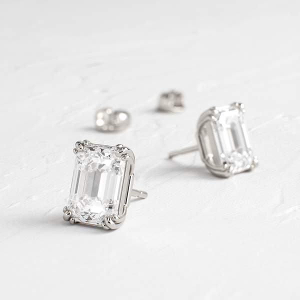 Solitaire Triple Prong- 3.0 CT Emerald Lab Grown Diamond Stud Earrings - Solitaire- 1.0CT Oval Lab Grown Diamond Earrings