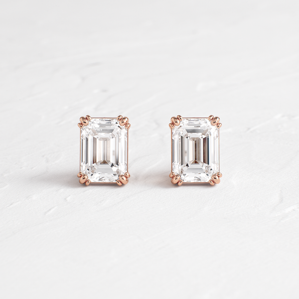 Solitaire Triple Prong- 3.0 CT Emerald Lab Grown Diamond Stud Earrings - Solitaire- 1.0CT Oval Lab Grown Diamond Earrings