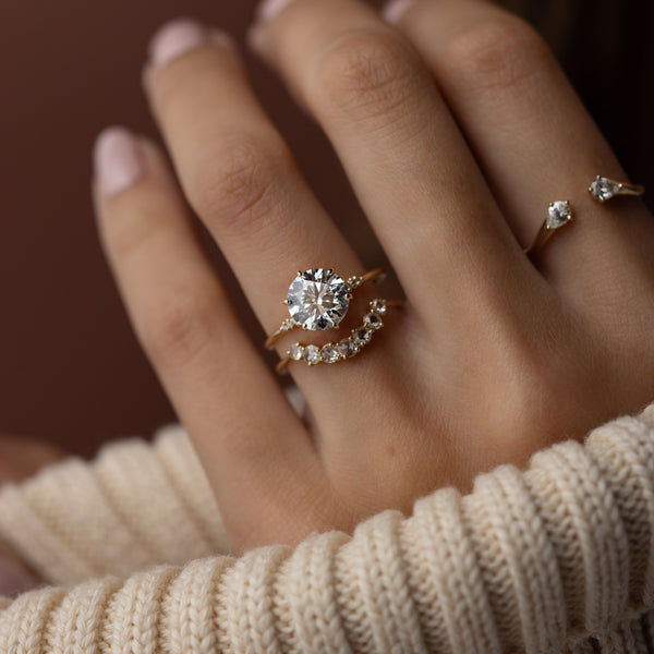 Six Stone-Round Lab Grown Diamond Engagement Ring - Solitaire-Oval Lab Grown Diamond Engagement Ring