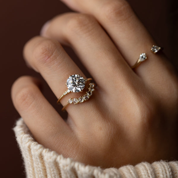 Six Stone-Round Lab Grown Diamond Engagement Ring - Solitaire-Oval Lab Grown Diamond Engagement Ring