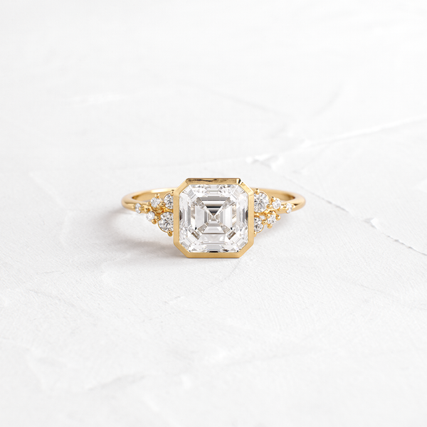 Cluster & Bezel-Asscher Lab Grown Diamond Engagement Ring - Solitaire-Oval Lab Grown Diamond Engagement Ring