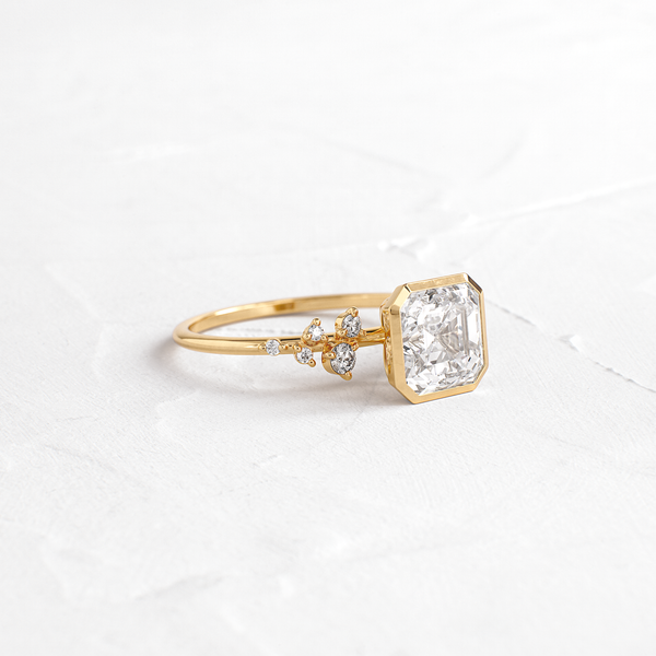 Cluster & Bezel-Asscher Lab Grown Diamond Engagement Ring - Solitaire-Oval Lab Grown Diamond Engagement Ring
