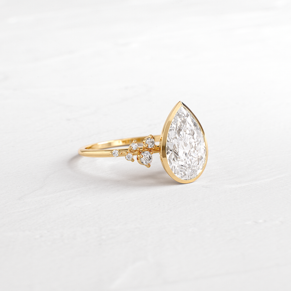 Bezel & Cluster-Pear Lab Grown Diamond Engagement Ring - Solitaire-Oval Lab Grown Diamond Engagement Ring