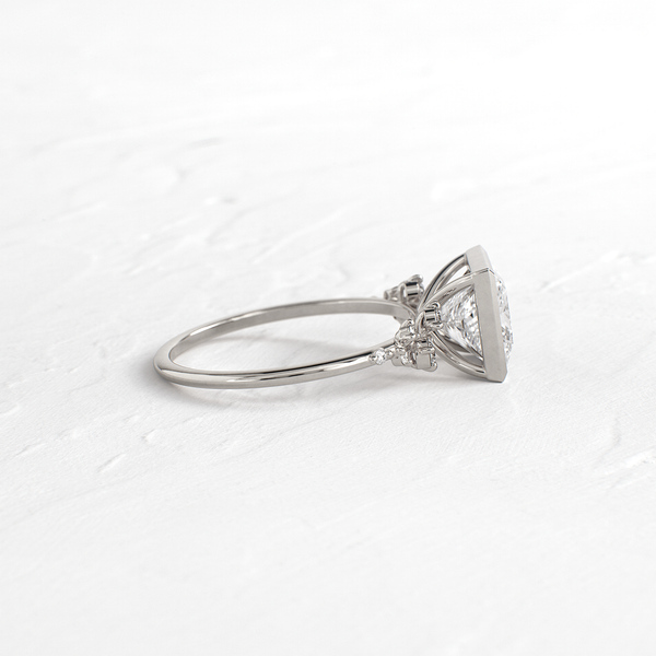 Cluster & Bezel-Princess Lab Grown Diamond Engagement Ring - Solitaire-Oval Lab Grown Diamond Engagement Ring