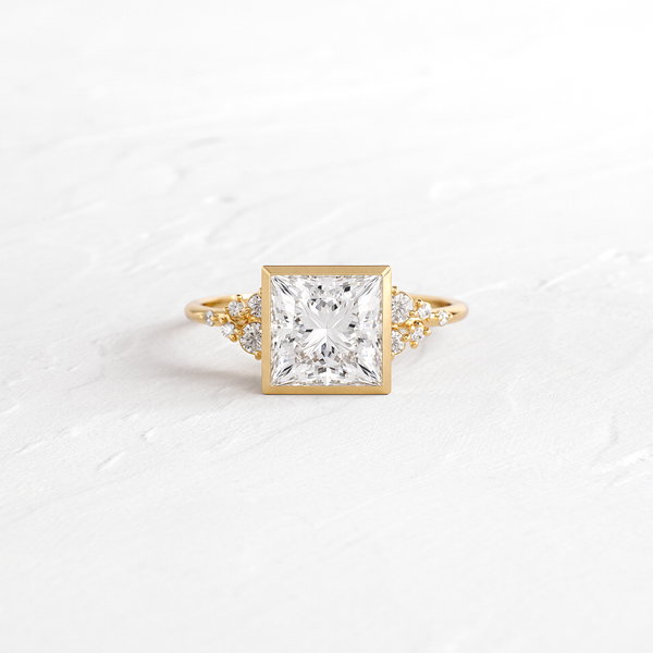 Cluster & Bezel-Princess Lab Grown Diamond Engagement Ring - Solitaire-Oval Lab Grown Diamond Engagement Ring
