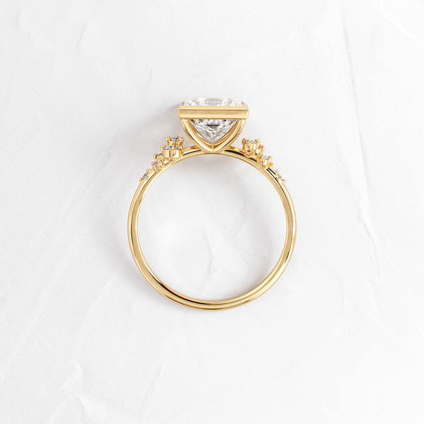 Cluster & Bezel-Princess Lab Grown Diamond Engagement Ring - Solitaire-Oval Lab Grown Diamond Engagement Ring