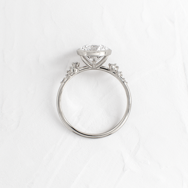 Cluster & Bezel-Round Lab Grown Diamond Engagement Ring - Solitaire-Oval Lab Grown Diamond Engagement Ring