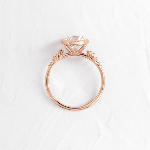 Cluster & Bezel-Round Lab Grown Diamond Engagement Ring - Solitaire-Oval Lab Grown Diamond Engagement Ring