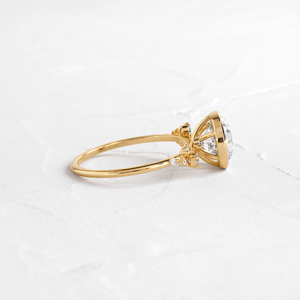 Cluster & Bezel-Round Lab Grown Diamond Engagement Ring - Solitaire-Oval Lab Grown Diamond Engagement Ring