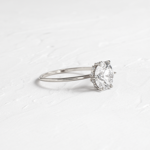 Hidden Halo-Round Lab Grown Diamond Engagement Ring - Solitaire-Oval Lab Grown Diamond Engagement Ring