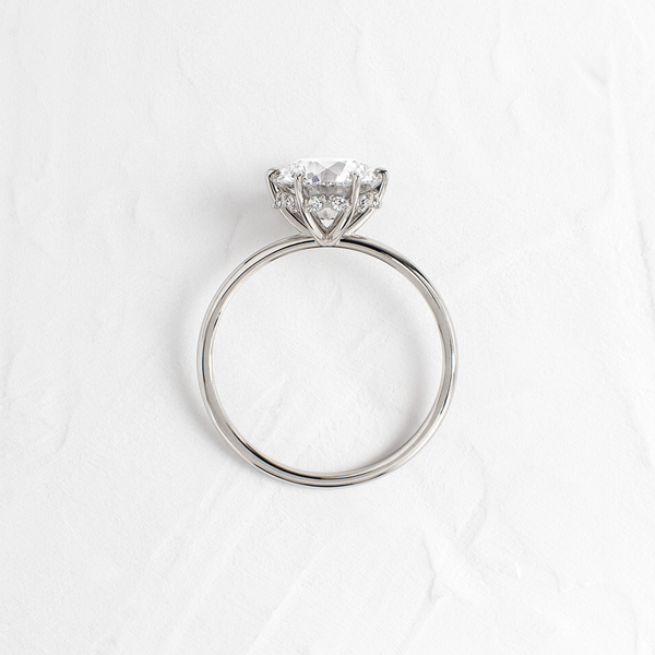Hidden Halo-Round Lab Grown Diamond Engagement Ring - Solitaire-Oval Lab Grown Diamond Engagement Ring