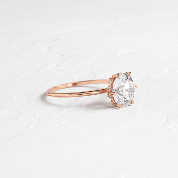 Hidden Halo-Round Lab Grown Diamond Engagement Ring - Solitaire-Oval Lab Grown Diamond Engagement Ring