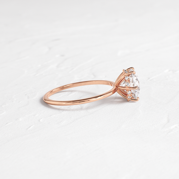 Hidden Halo-Round Lab Grown Diamond Engagement Ring - Solitaire-Oval Lab Grown Diamond Engagement Ring