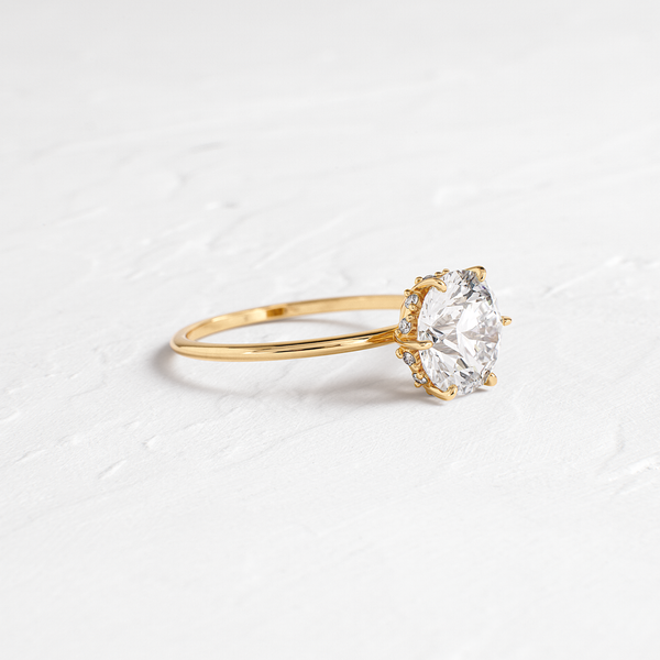 Hidden Halo-Round Lab Grown Diamond Engagement Ring - Solitaire-Oval Lab Grown Diamond Engagement Ring