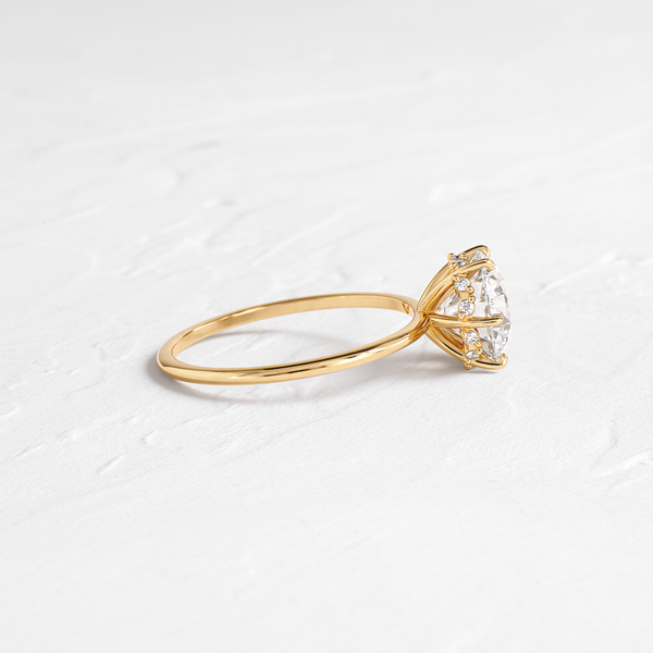 Hidden Halo-Round Lab Grown Diamond Engagement Ring - Solitaire-Oval Lab Grown Diamond Engagement Ring