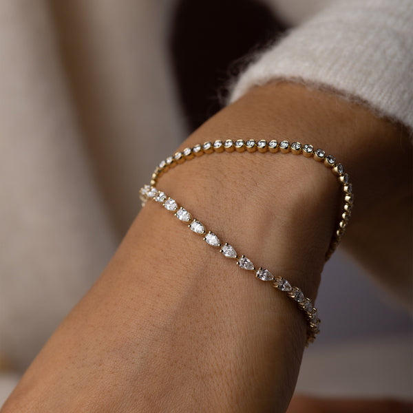 Tennis-2.8 CT Round Lab Grown Diamond Bracelets - Solitaire Bezel-1.0 CT Oval Lab Grown Diamond Bracelets