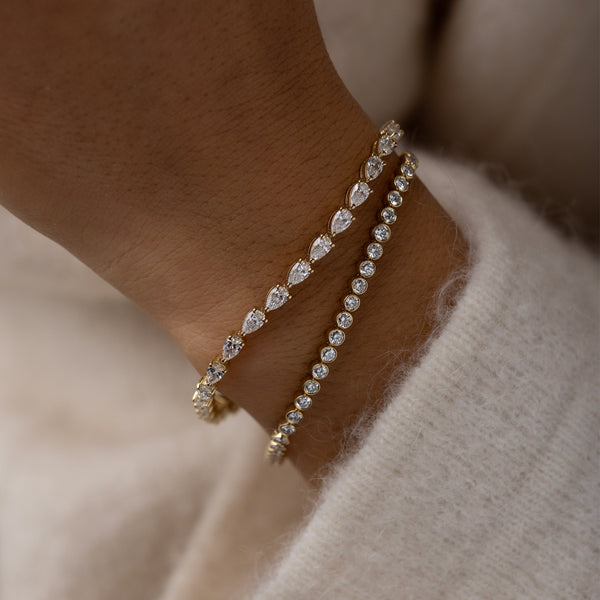 Tennis-2.8 CT Round Lab Grown Diamond Bracelets - Solitaire Bezel-1.0 CT Oval Lab Grown Diamond Bracelets