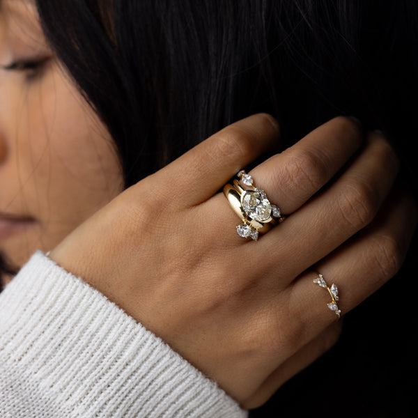 East West Solitaire Half Bezel-Oval Lab Grown Diamond Engagement Ring - Solitaire-Oval Lab Grown Diamond Engagement Ring