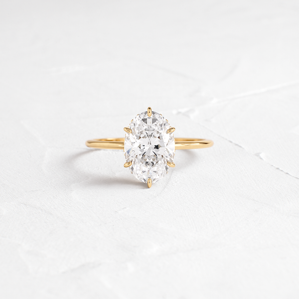 Hidden Halo-Oval Lab Grown Diamond Engagement Ring - Solitaire-Oval Lab Grown Diamond Engagement Ring