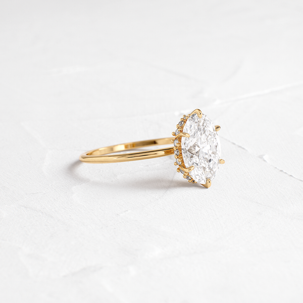 Hidden Halo-Oval Lab Grown Diamond Engagement Ring - Solitaire-Oval Lab Grown Diamond Engagement Ring