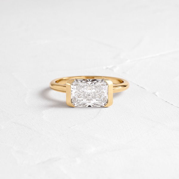 East West Solitaire Half Bezel-Radiant Lab Grown Diamond Engagement Ring - Solitaire-Oval Lab Grown Diamond Engagement Ring