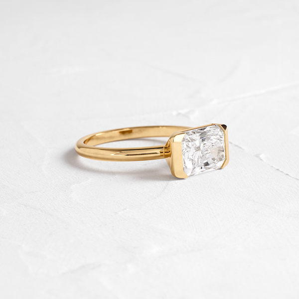 East West Solitaire Half Bezel-Radiant Lab Grown Diamond Engagement Ring - Solitaire-Oval Lab Grown Diamond Engagement Ring