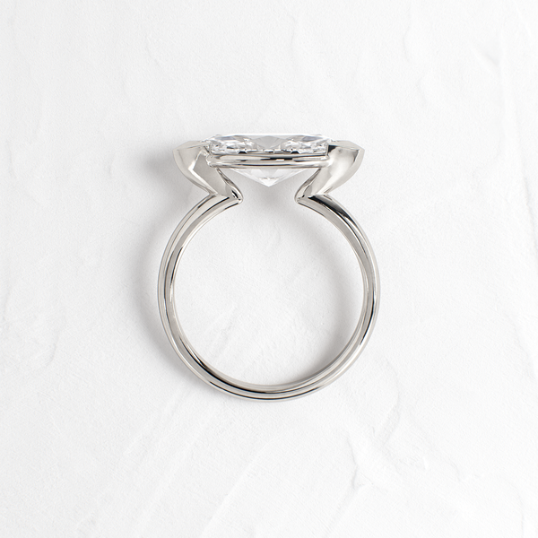 East West Solitaire Half Bezel-Marquise Lab Grown Diamond Engagement Ring - Solitaire-Oval Lab Grown Diamond Engagement Ring