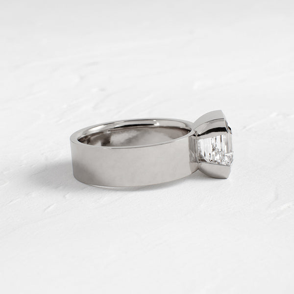 Half Bezel & Cigar Band-Asscher Lab Grown Diamond Engagement Ring - Solitaire-Oval Lab Grown Diamond Engagement Ring