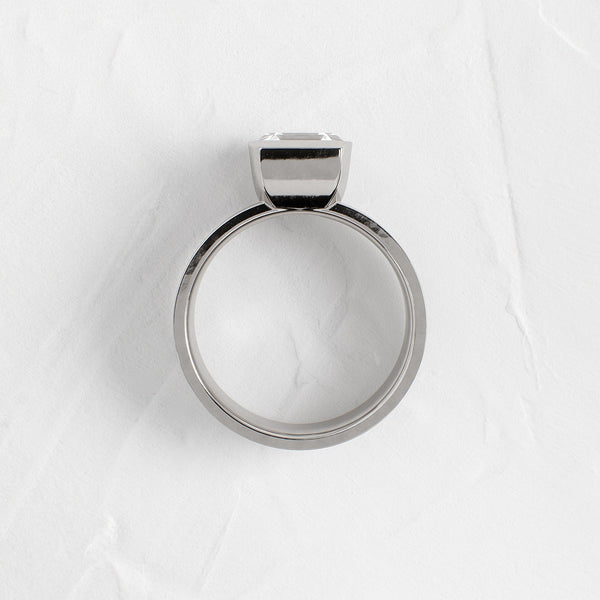 Half Bezel & Cigar Band-Asscher Lab Grown Diamond Engagement Ring - Solitaire-Oval Lab Grown Diamond Engagement Ring