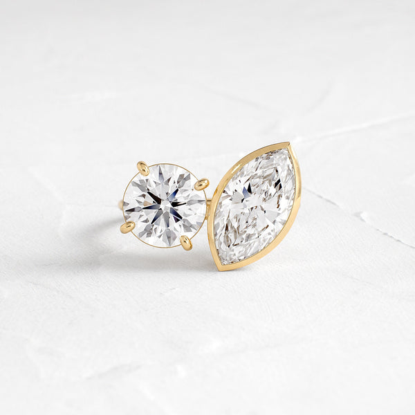 Toi Et Moi-Marquise & Round Lab Grown Diamond Engagement Ring - Solitaire-Oval Lab Grown Diamond Engagement Ring