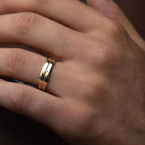 Classic Band with Dainty Stones- 0.05 CT Round Lab Grown Diamond Men's Wedding Band - Classic- Men's Wedding Band