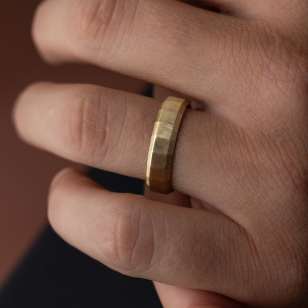 Hammered Finish- Men's Wedding Band - Classic- Men's Wedding Band