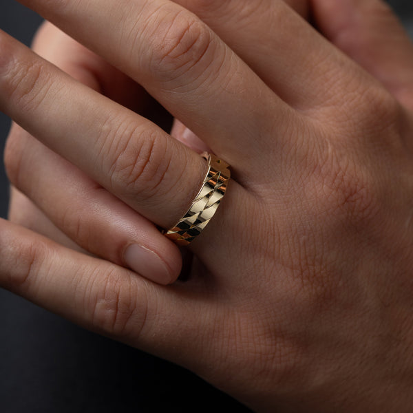 Woven Pattern- Men's Wedding Band - Classic- Men's Wedding Band