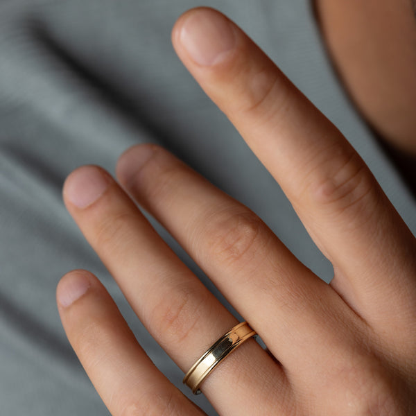 Dual Finish- Men's Wedding Band - Classic- Men's Wedding Band